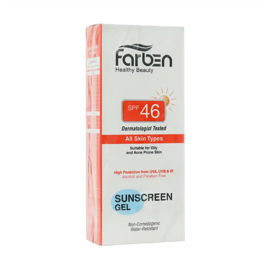 Farben-SPF46-Sunscreen-Gel-For-Oily-Skin-50-ml.jpg فاربن ژل ضدآفتاب SPF 46 - Image 1