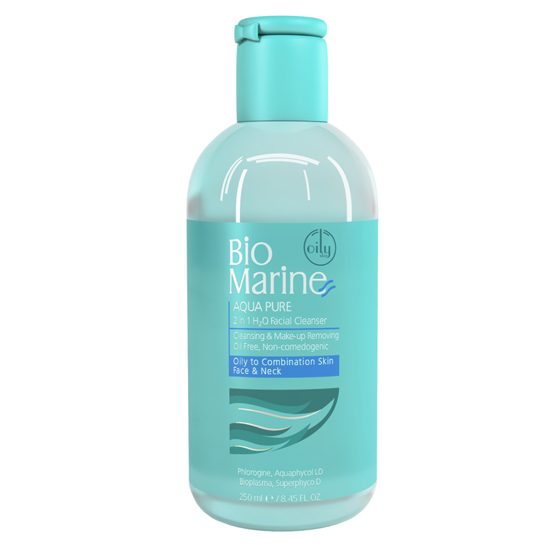 biomarine.ir-p-2-in-1-h2o-facial-cleanser بایومارین مایع پاک کننده آرایش مناسب پوست چرب و جوش دار - Image 1